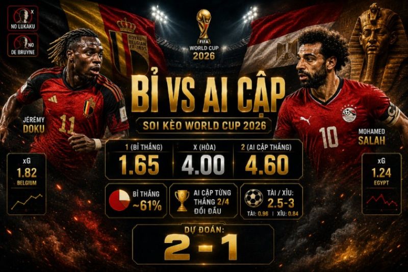 Dự đoán tỷ lệ kèo kết quả và tỷ số Bỉ vs Ai Cập