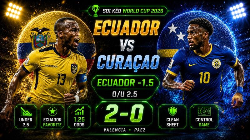 Dự đoán tỷ lệ kèo kết quả và tỷ số Ecuador vs Curaçao