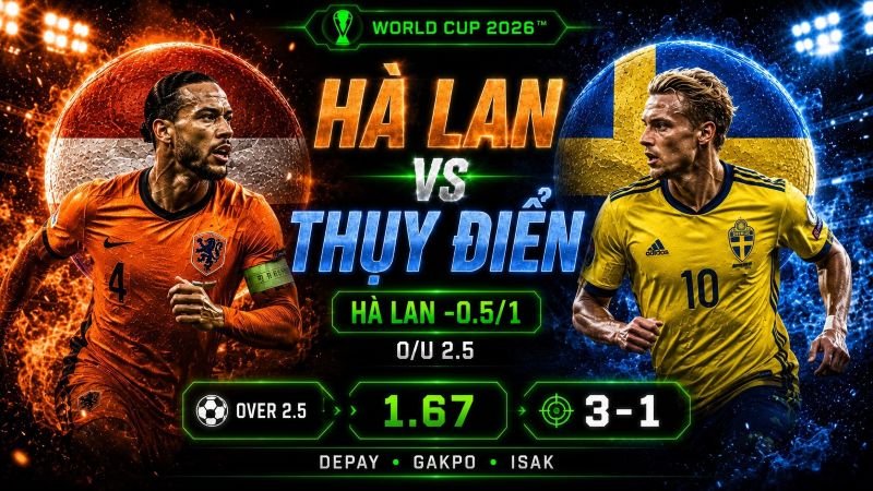 Dự đoán tỷ lệ kèo kết quả và tỷ số Hà Lan vs Thụy Điển