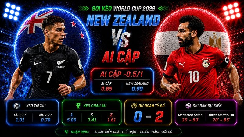 Dự đoán tỷ lệ kèo kết quả và tỷ số New Zealand vs Ai Cập
