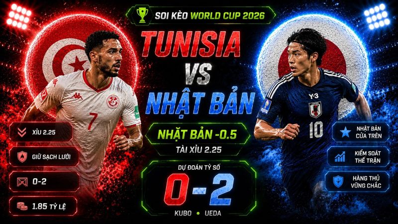 Dự đoán tỷ lệ kèo kết quả và tỷ số Tunisia vs Nhật Bản