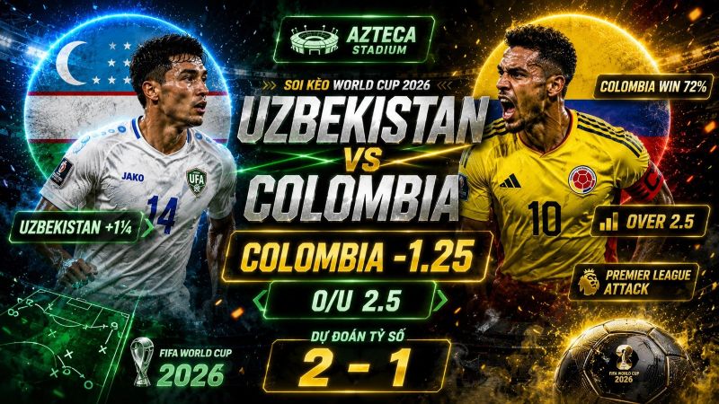 Dự đoán tỷ lệ kèo kết quả và tỷ số Uzbekistan vs Colombia