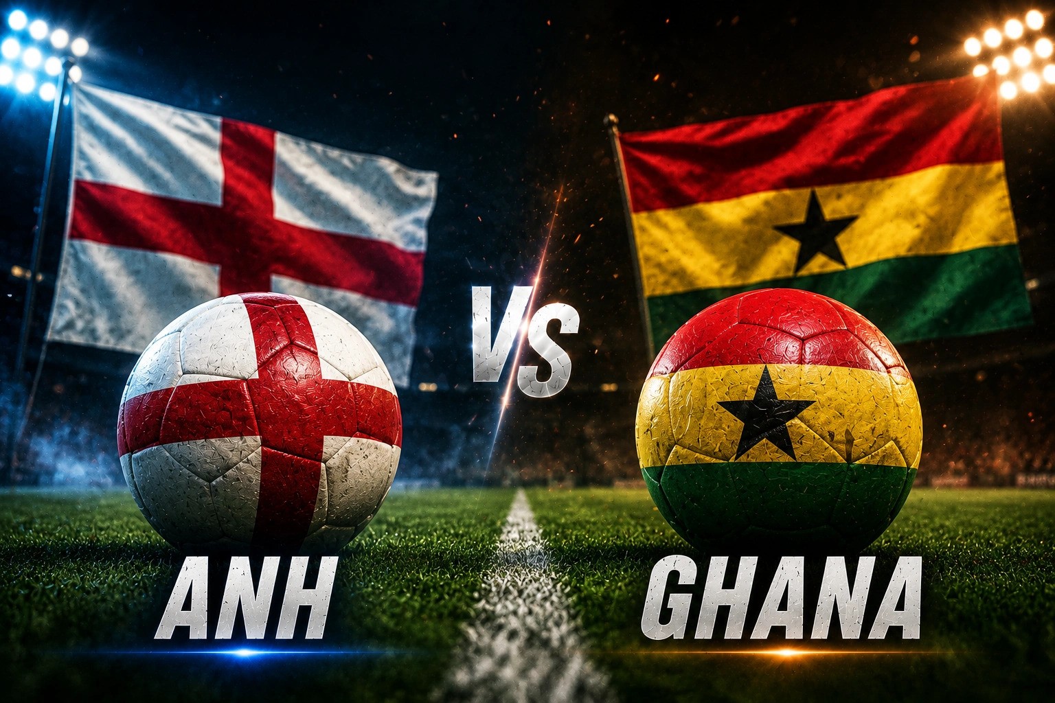 So sánh từng tuyến giữa hai đội Anh vs Ghana