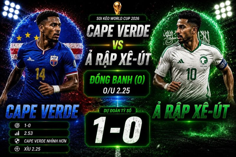 Dự đoán tỷ lệ kèo kết quả và tỷ số Cape Verde vs Ả Rập Xê-út