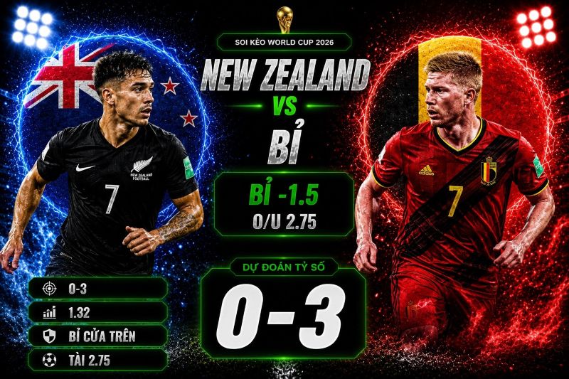 Dự đoán tỷ lệ kèo kết quả và tỷ số New Zealand vs Bỉ