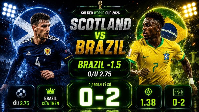 Dự đoán tỷ lệ kèo kết quả và tỷ số Scotland vs Brazil
